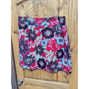 Talbots  Boho Floral Mini Skirt Women's‎ Lightweight Cotton Stretch Size 16